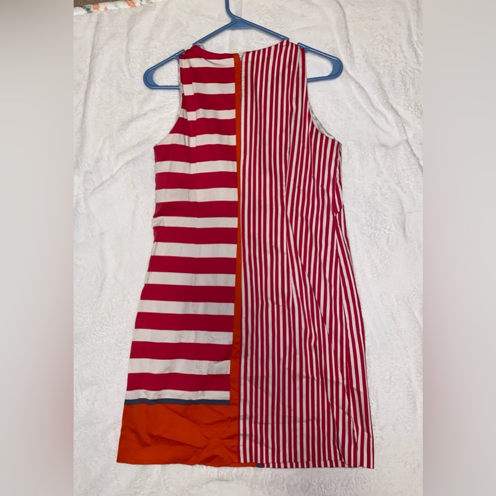 New Directions pink, orange and white Striped Dress